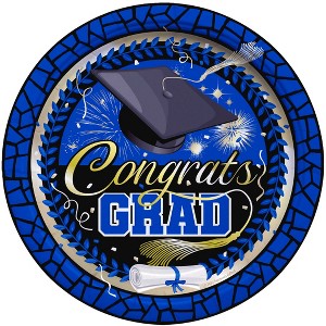 Treasures Gifted Blue Graduation Plates 7in - Blue Graduation Party Supplies - 16 Pack - 1 of 1