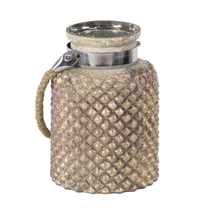 Glass/Steel Jar Candle Lantern with Rope Handle - Olivia & May, 1 of 7