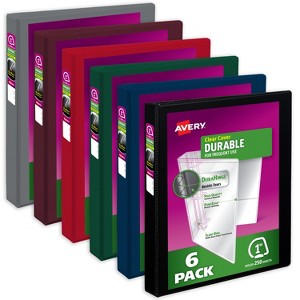 Avery Durable View 3 Ring Binders, 1 Inch Slant Rings, 250-Sheet Capacity, DuraHinge, 1.4 Inch Wide Spine, Customizable Clear Covers and Spine, - 1 of 4