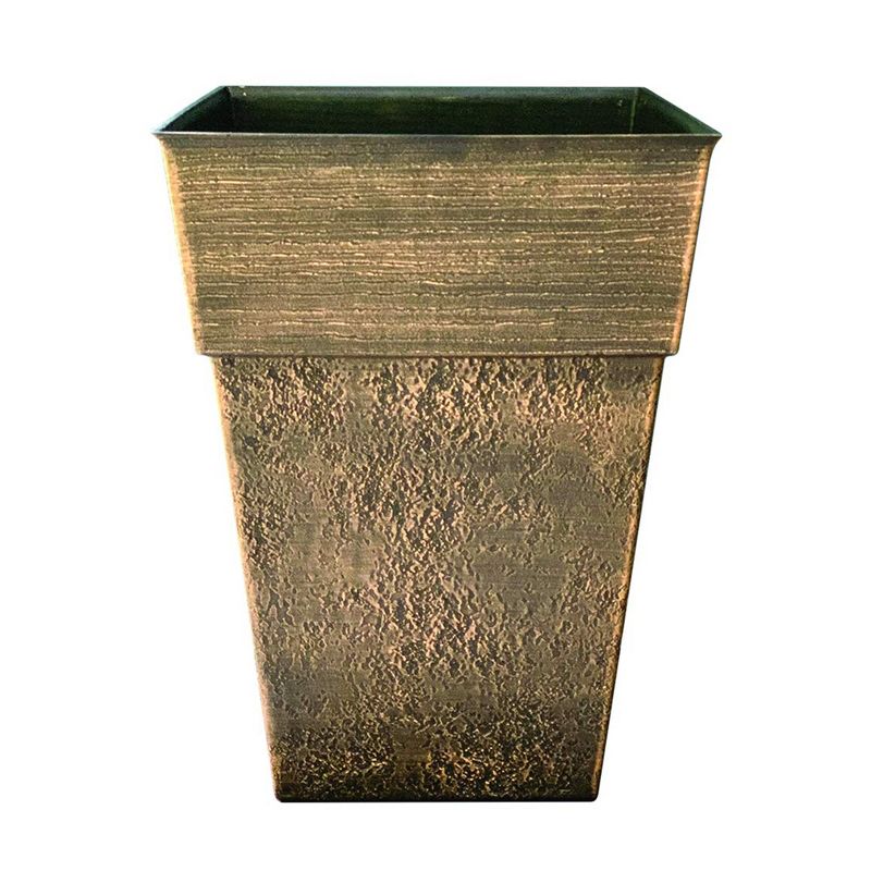 The HC Companies Avino 13 Inch Square Resin Accent Outdoor Flower Planter Pot for Garden, Patio, Porch, Deck, or Balcony, Celtic Bronze, 1 of 7