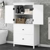 MAYEERTY Bathroom Cabinet 2 Doors Drawers Adjustable Shelf MDF Black - 2 of 4