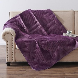 Barefoot Bungalow Riviera Velvet Throw Blanket, Mauve, 50 x 60 in - 1 of 4