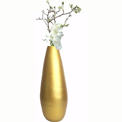 Uniquewise 31.5" Spun Bamboo Modern Tall Floor Vase, Gold Metallic