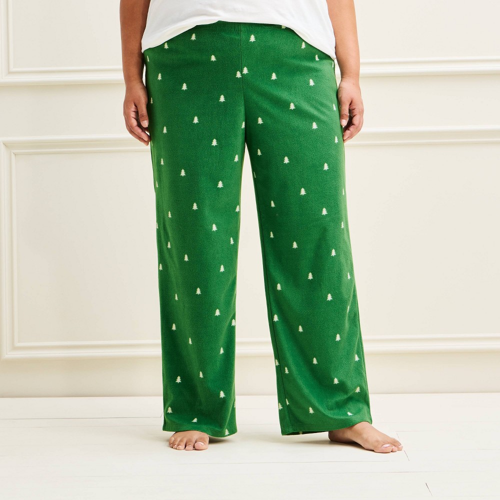 Women's Holiday Tree Fleece Matching Family Pajama Pants - Wondershop™ Green 3X