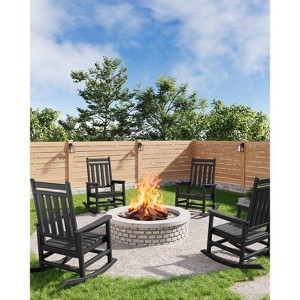 TROPOW Outdoor Rocking Chair, All Weather HDPE Plastic Patio Rocker Chair with Wide Armrests, Classic Fire Pit Chair for Porch, Deck, Lawn, Garde - 1 of 4