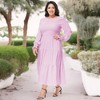Anna-Kaci Women's Plus Size Casual Long Sleeve Smocked Chest Round Neck Flowy Tiered Maxi Dress - 4 of 4