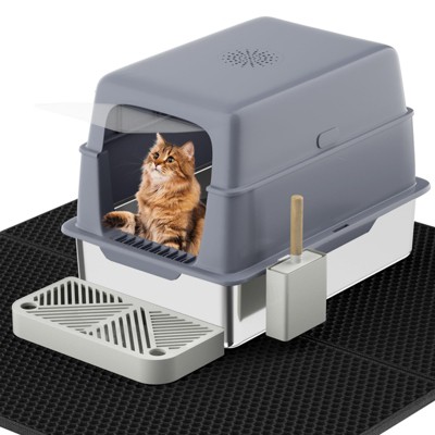 Extra Large 23.7 in. x 15.7 in. Stainless Steel Cat Litter Box with High Sided