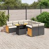 vidaXL 9 Piece Patio Sofa Set with Cushions Black and Cream Poly Rattan - without storage - 2 of 4