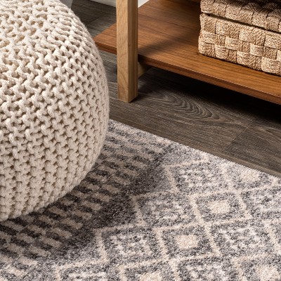Gray and Cream Geometric Stripe 3' x 5' Area Rug