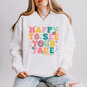 Simply Sage Market S.W.Smiley Happy To See Your Face  Lightweight Garment Dyed Sweatshirt - 1 of 4