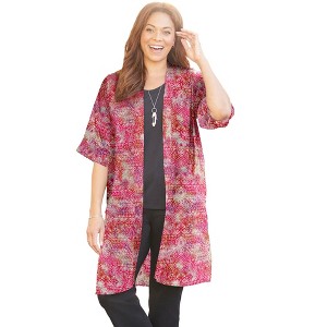 Catherines Women's Plus Size Luxe Georgette Long Duster - 1 of 4