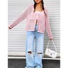 Womens Lightweight Crochet Cardigan Tie Front Shrugs Knit Cardigan Crop Tops Long Sleeve Mesh Sweaters Summer Beach Cover Up - Light Pink 2XL - 4 of 4
