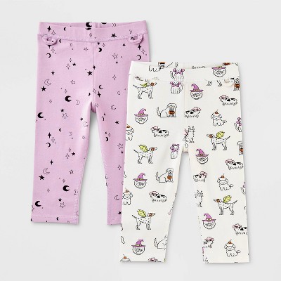 Toddler Girls' Adaptive 2pk Halloween Capri's - Cat & Jack™ Lavender/Cream