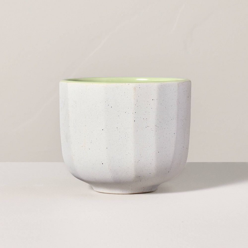 Speckle-Faceted Ceramic Pomelo Jar Candle White 6oz - Hearth & Hand™ with Magnolia