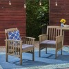 Coolbibila 2 Piece Acacia Wood Patio Dining Chairs,Ourdoor Patio Dining Chair With Cushioned Seats And Wood Frame,Patio Arm Dining Chair - 2 of 4