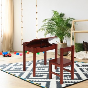Flip Top Kids Table and Chair Set with Storage Wooden Activity Table ...