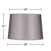 Springcrest Sydnee 14" Top x 16" Bottom x 11" High x 11" Slant Lamp Shade Replacement Medium Gray with Trim Drum Modern Fabric Spider Harp Finial - 4 of 4