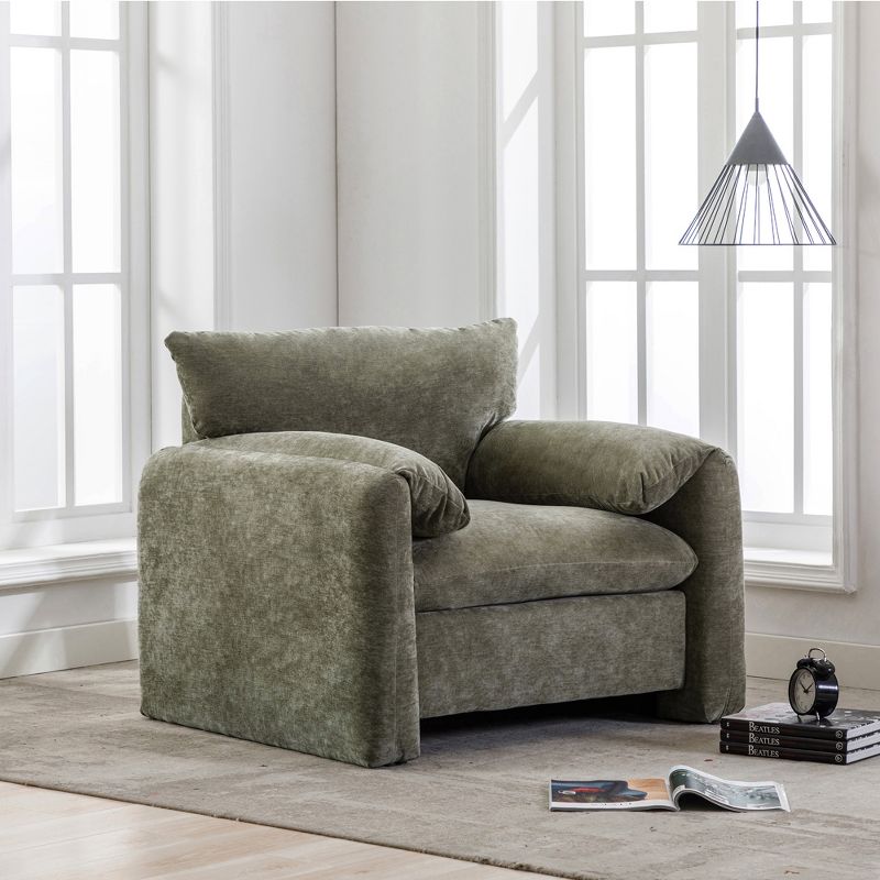 Modern Style Chenille Oversized Armchair,  Upholstered Accent Chair Single Sofa Lounge Chair-ModernLuxe, 4 of 12