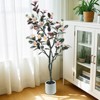 Artificial Magnolia Tree, Faux Flower Plant in Pot with Realistic Leaves & Flowers, Fake Magnolia Tree Blooming Floral Plant For Garden Office - 3 of 4