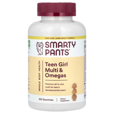 SmartyPants Teen Girl Multi & Omegas, Orange, Mixed Berry, and Lemon Lime, 120 Gummies