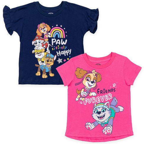 Nickelodeon Paw Patrol Chase Rubble Skye Everest Marshall 2 Pack Graphic T- shirts Navy Blue / Pink : Target