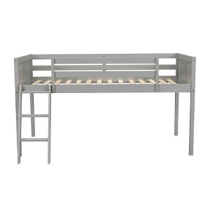 Bellemave Twin Size Wood Low Loft Bed with Ladder,  ladder can be placed on the left or right, Gray - 1 of 4