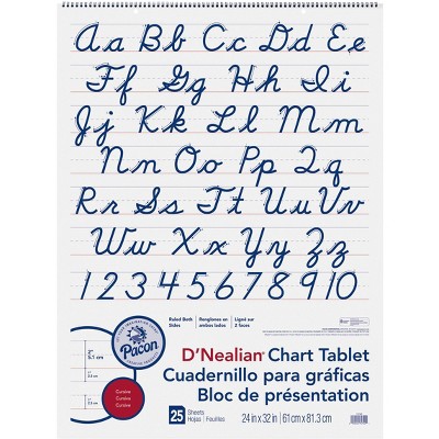 Pacon D'Nealian Cursive Chart Tablet, 24 x 32 Inches, 2 Inch Ruled, 25 Sheets