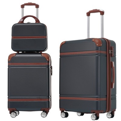 Hardshell Luggage Sets 3 Pieces,20"+24" Luggages And Cosmetic Case With Lightweight Spinner Suitcase Wheels And Tsa Lock-Cuddlewood