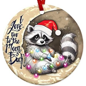 Lomsoe Christmas Ornament Raccoon I Love You to The Moon and Back Ceramic Ornament Christmas Tree Decorations for Family, Friends, Raccoon Lovers - 1 of 1