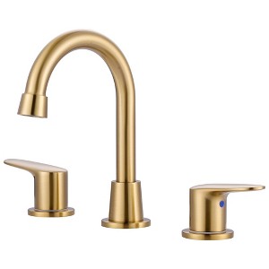 WOWOW 8 in. Widespread Double Handle Bathroom Sink Faucet in Brushed Nickel - 1 of 4
