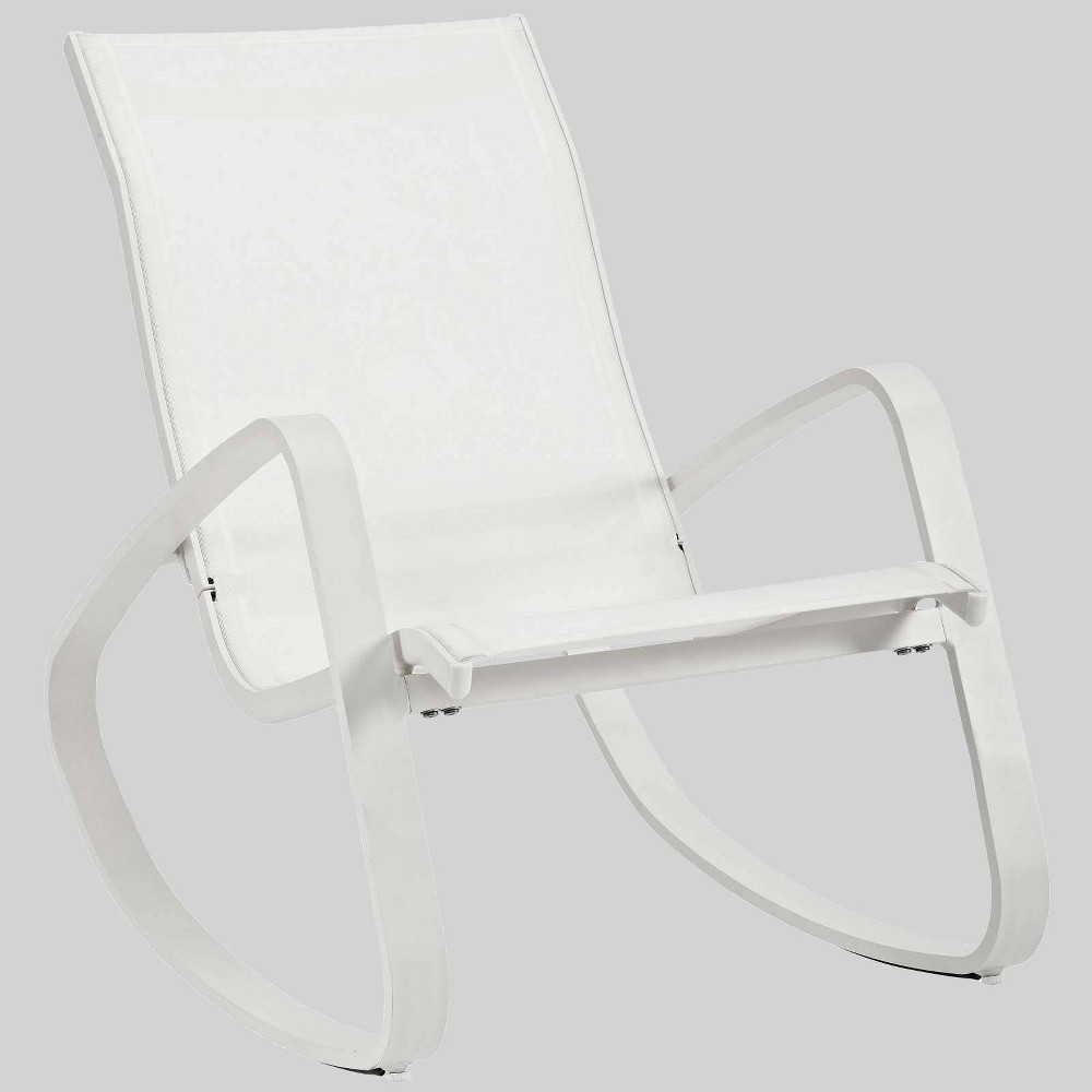 Traveler Rocking Mesh Sling Patio Lounge Chair White Modway