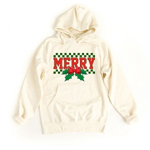 Simply Sage Market Women's Graphic Hoodie Merry Checkered Mistletoe - 1 of 3