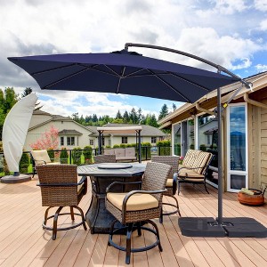 Sonkuki 8.2 x 8.2 Ft. Patio Offset Umbrella With Base for Garden, Backyard and Poolside - 1 of 4