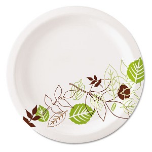 Dixie Pathways Soak-Proof Shield Mediumweight Paper Plates, 6.88" dia, Green/Burgundy, 125/Pack, 8 Packs/Carton - 1 of 4