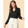 Allegra K Women's Elegant V Neck Work Office Button Up Shirt - 3 of 4
