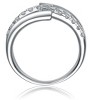 Guili Elegant Rhodium-Plated Sterling Silver Criss-Cross Sparkling Arc Ring with Cubic Zirconia for a Chic and Timeless Design, Size 6, 7, or 8. - 3 of 3