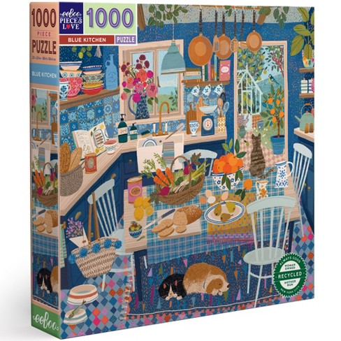 Eeboo: Piece And Love Blue Kitchen 1000 Piece Square Jigsaw Puzzle : Target