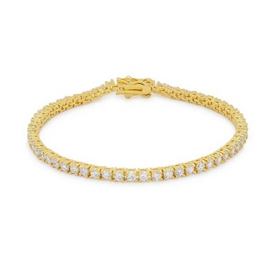 ShineHigh Victorian Style 8-Inch Tennis Bracelet for Women, Cubic Zirconia Stones, Choice of Silvertone or Goldtone, Lead-Free Alloy Base