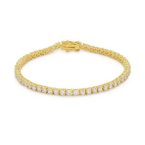 ShineHigh Victorian Style 8-Inch Tennis Bracelet for Women, Cubic Zirconia Stones, Choice of Silvertone or Goldtone, Lead-Free Alloy Base - 1 of 1