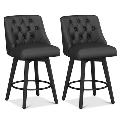 Vipbear Counter Height Swivel Bar Stools Set of 2, 26 Inch Bar Stools with Footrest, Upholstered Barstools for Kitchen Island, Dining Room, Pub