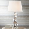 Vienna Full Spectrum Modern Table Lamp 26 1/2" High Stacked Clear Crystal Spheres Glass White Drum Shade for Bedroom Living Room House Home Nightstand - 2 of 4
