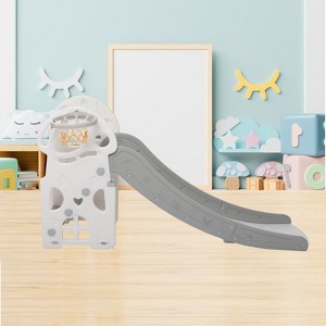 Indoor Slide for Toddlers, 3 in 1 Playground Set with Basketball Hoop and Climbing Ladders, Freestanding Play Center for Indoor Outdoor Use - 1 of 4