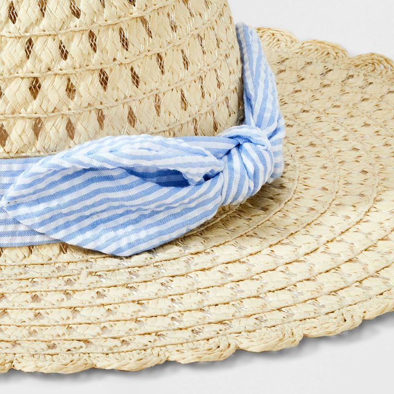 Girls&#39; Straw Floppy Hat with Scalloped Edge and Bow - Cat &#38; Jack&#8482; Brown, 4 of 5