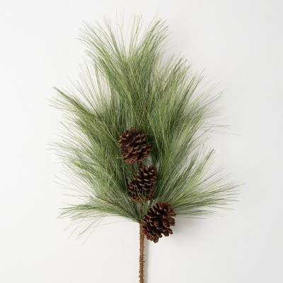 32"H Sullivans Light Long Pine & Cone Spray; Green