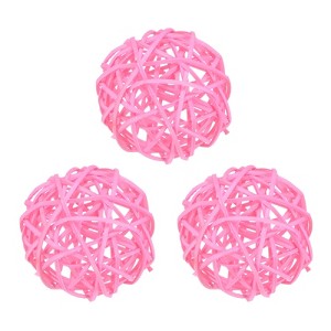 Unique Bargains Wicker Rattan Decorative DIY Crafts Balls for DIY Crafts 3.1 Inch 3 Pcs - 1 of 4
