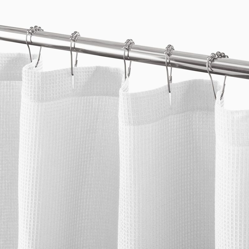 mDesign Cotton Waffle Knit Shower Curtain, Spa Quality, 1 of 7