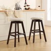 Beautyolove 26 in. Brown Backless Wood Counter Height Swivel Bar Stool with Padded Fabric Seat (Set of 2) - 4 of 4