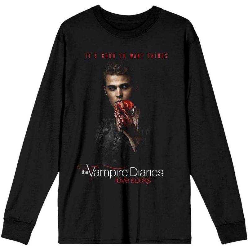 The Vampire Diaries It's Good To Want Things Juniors Black Long Sleeve Shirt, 1 of 4