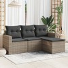 vidaXL Patio Sofa Set with Cushions Outdoor Furniture 4 Piece Poly Rattan - Gray Without Table - 2 of 4