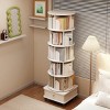 360° White Wooden Display Console Bookshelf with Storage Drawer,6-Tier Small Space Rotating Bookshelf Tower for Living Room Bedroom-Baofuwish - 3 of 4